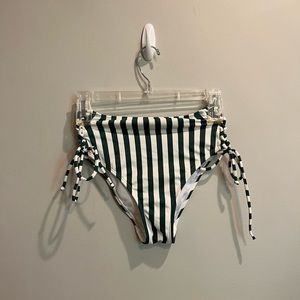 L.A. Heart Green and White Striped High-Waisted Bikini Bottoms